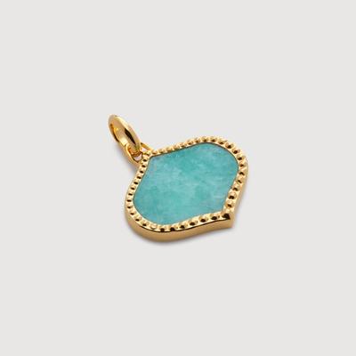 Gold Lotus Gemstone Pendant Amazonite