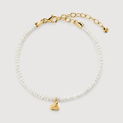 Gold Heart Mini Pearl Bracelet Pearl