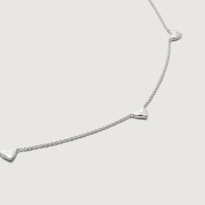 Sterling Silver Heart Station Chain Necklace
