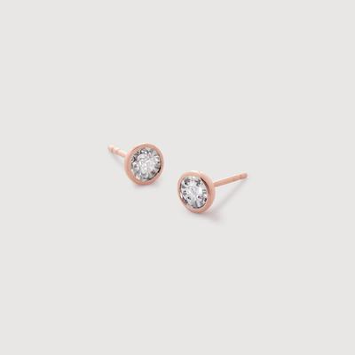 Rose Gold Solitaire Diamond Medium Stud Earrings Lab Grown Diamond