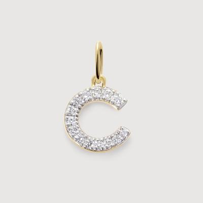 Gold Diamond Initial C Pendant Lab Grown Diamond