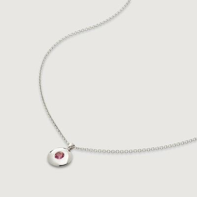 Sterling Silver October Birthstone Chain Necklace Pink Tourmaline