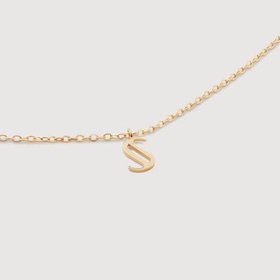 Gold Mini Initial S Chain Necklace