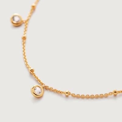 Gold Mini Gemstone Chain Necklace White Topaz