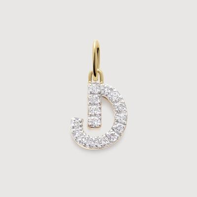 Gold Diamond Initial D Pendant Lab Grown Diamond