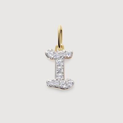 Gold Diamond Initial I Pendant Lab Grown Diamond