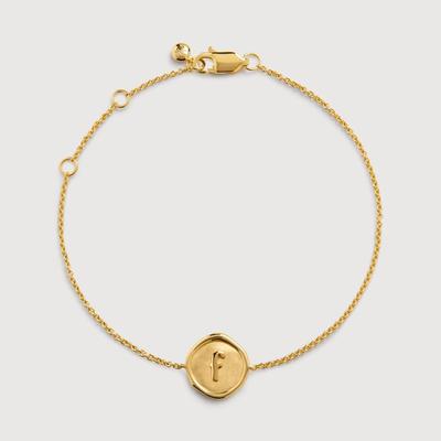 Gold Initial F Stamp Chain Bracelet