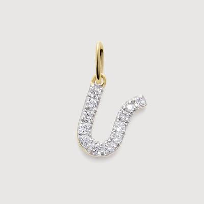Gold Diamond Initial U Pendant Lab Grown Diamond