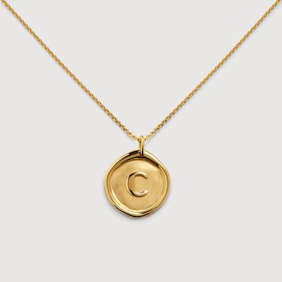 Gold Initial C Stamp Chain Necklace
