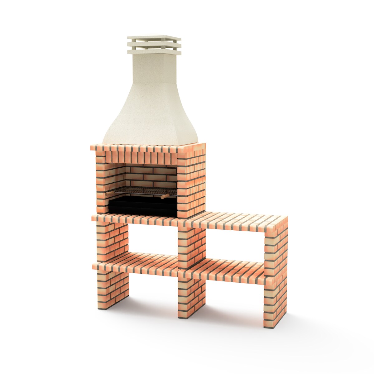 MAESTRO FERRETERO MF - Gartenkamin BBQ KHIVA Plus für Holz & Kohle mit Seitenablage & Grillrost. Orange/Beige (164x58x246 cm). REF: M01023. Für den Außenbereich. Image