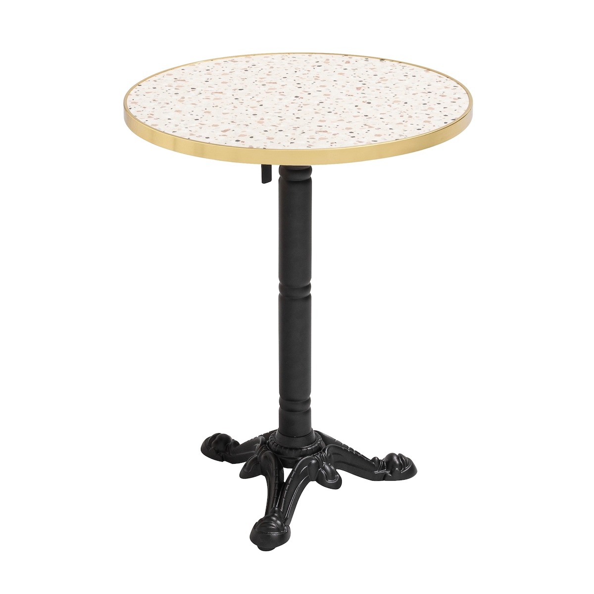 Oviala Business Runder Tisch 60 cm klappbar Terrazzo/gold und schwarzes Gestell Image