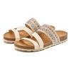 Pantolette LASCANA "Mule, Sandale, offener Schuh, Sommerschuh", Damen, Gr. 36, beige, Obermaterial: 50% Synthetik, 50% Textilmaterial. Decksohle: 100% Rindsleder. Laufsohle: 100% Synthetik, Glitzer, casual, Schuhe, mit Komfortkorkfußbett aus Leder...