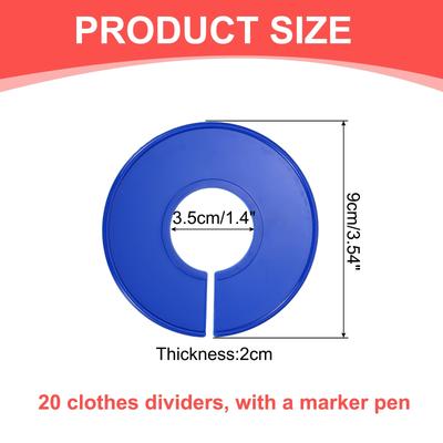 Clothes Dividers 20 Pack Round with Marker Pen