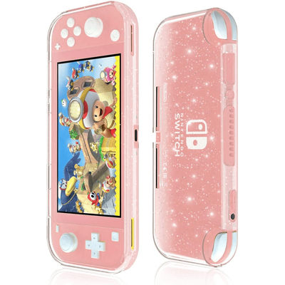 TEMU Pink Glitter Crystal Tpu Case For Switch Lite - Shock Absorbent, Scratch-resistant Protective Cover With Ergonomic Grip, Lightweight & , For 2019 Model, Cute Switch Case