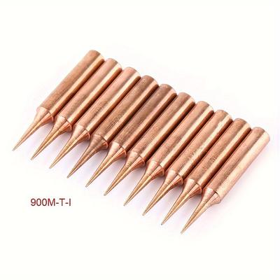 TEMU 10pcs -t-i Type Pure Copper Soldering Iron Tip Replacement Soldering Iron Tip Set For Station Tools