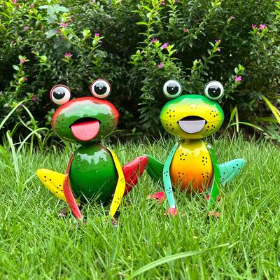 TEMU 2pcs Metal Frog Garden Stakes - Outdoor Lawn, Porch & Patio Decor | Animal Sculptures For Thanksgiving