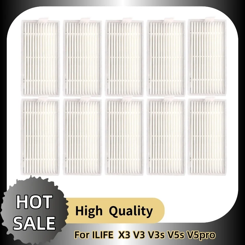 10 Stück für ILIFE Kehrmaschine Hepa-Baumwollfilter kompatibel mit X3 V3 V3s V5s V5pro Staubsaugerzubehör Image