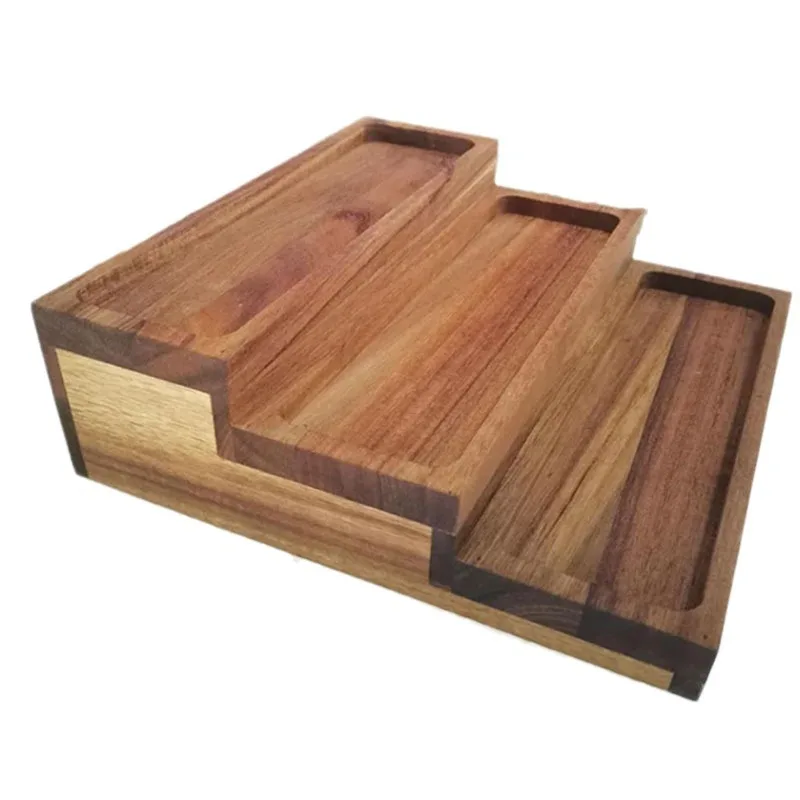 Dreischichtiges Akazienholz-Abdeckungsregal für die Küche, Natur, Holz, Aufbewahrung, Organisation, Gewürze, Gewürzgläser, Regale