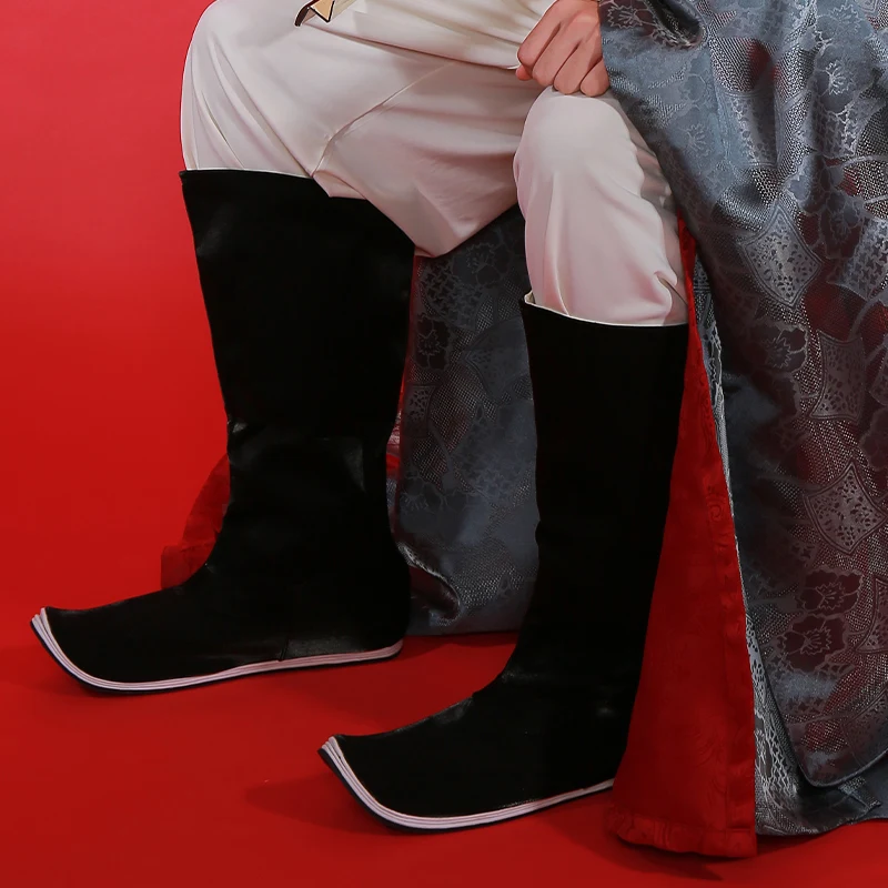 Unisex Wuxia Alte Offizielle Stiefel Swordsman Krieger Cosplay Zubehör Hanfu Männer Traditionellen Vintage Hohe Schuhe
