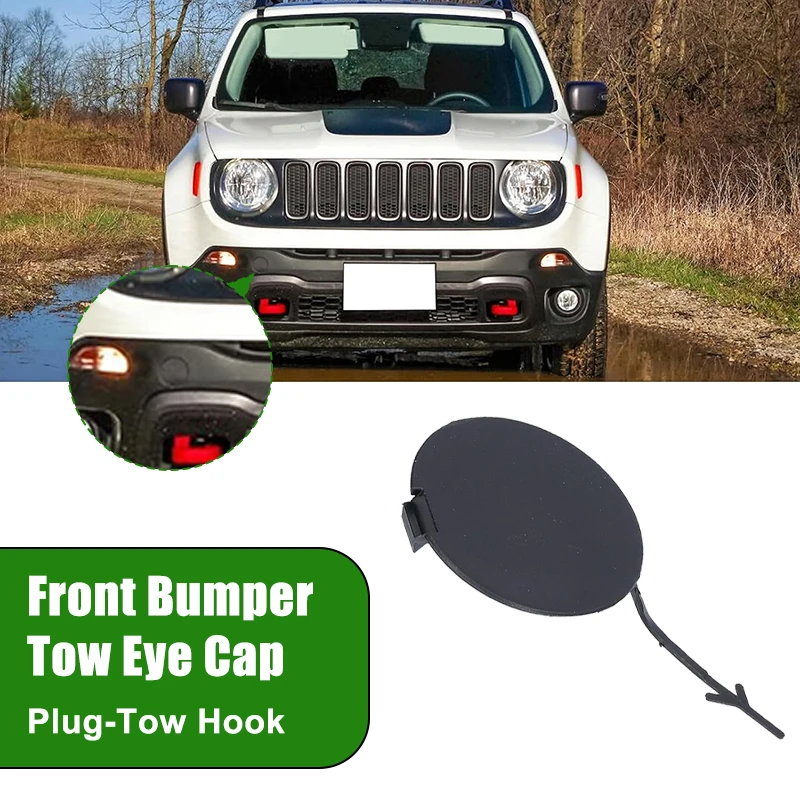 Frontstoßstange Abschlepphaken Abschleppöse Abdeckkappe Autozubehör Kunststoff Schwarz # 735643610 Passend für Jeep Renegade 2015 2016 2017 2018 Image
