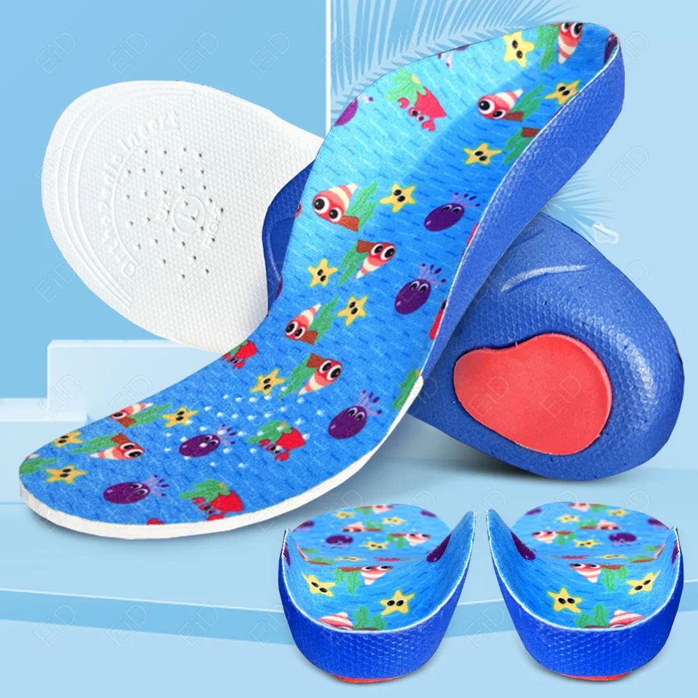 Kinder bogen Einlegesohlen Korrektur Plattfüße lindern Schmerzen High Arch Heel Varus Valgus Einlegesohle leichte Kinder Schuh Einfügung Image