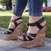 Berzimer Frauen Plattform Keile Sandalen Knöchel riemen offene Zehen Pumps glänzende Sommer Höhe erhöhen Schuhe Frau große Größe 38 41 44 48