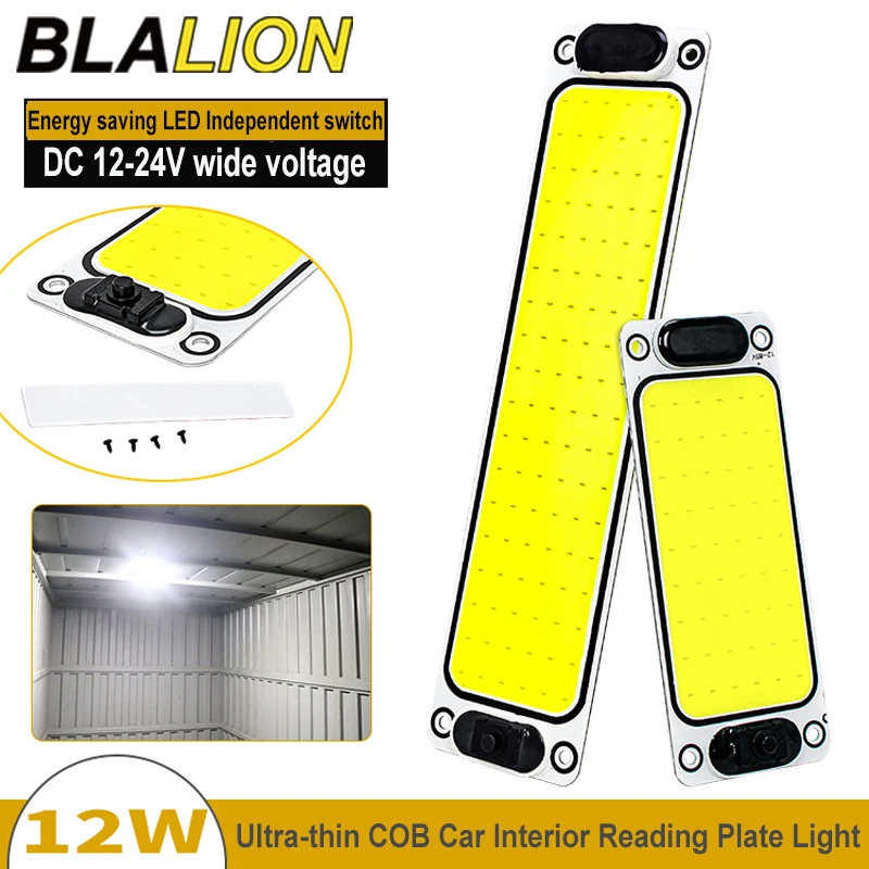 BLALION LED-Auto-COB-Licht, Innen-Leselampe für LKW, Van, Boot, Kuppellichter, hohe Helligkeit, Panel-Glühbirne mit Schalter, 12–24 V