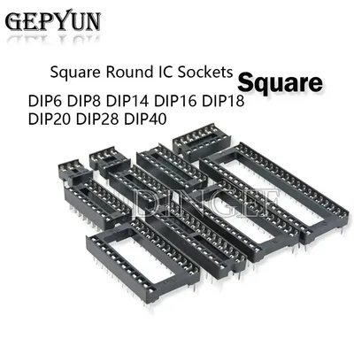 10 Stück quadratische runde IC-Buchsen dip6 dip8 dip14 dip16 dip18 dip20 dip28 dip40 Stecker Image