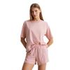 Shorty MARC O'POLO "Mix & Match Cotton", Damen, Gr. XS, rosa (blush stripe), Obermaterial: 100% Baumwolle, gestreift, casual, bequem ca. Mitte Oberschenkel, Rundhals, Kurzarm, Homewear-Sets, mit fein gestreiftem Design