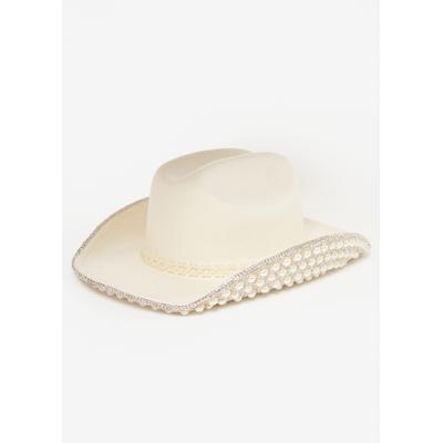 Plus Size Crystal And Faux Pearl Cowboy Hat