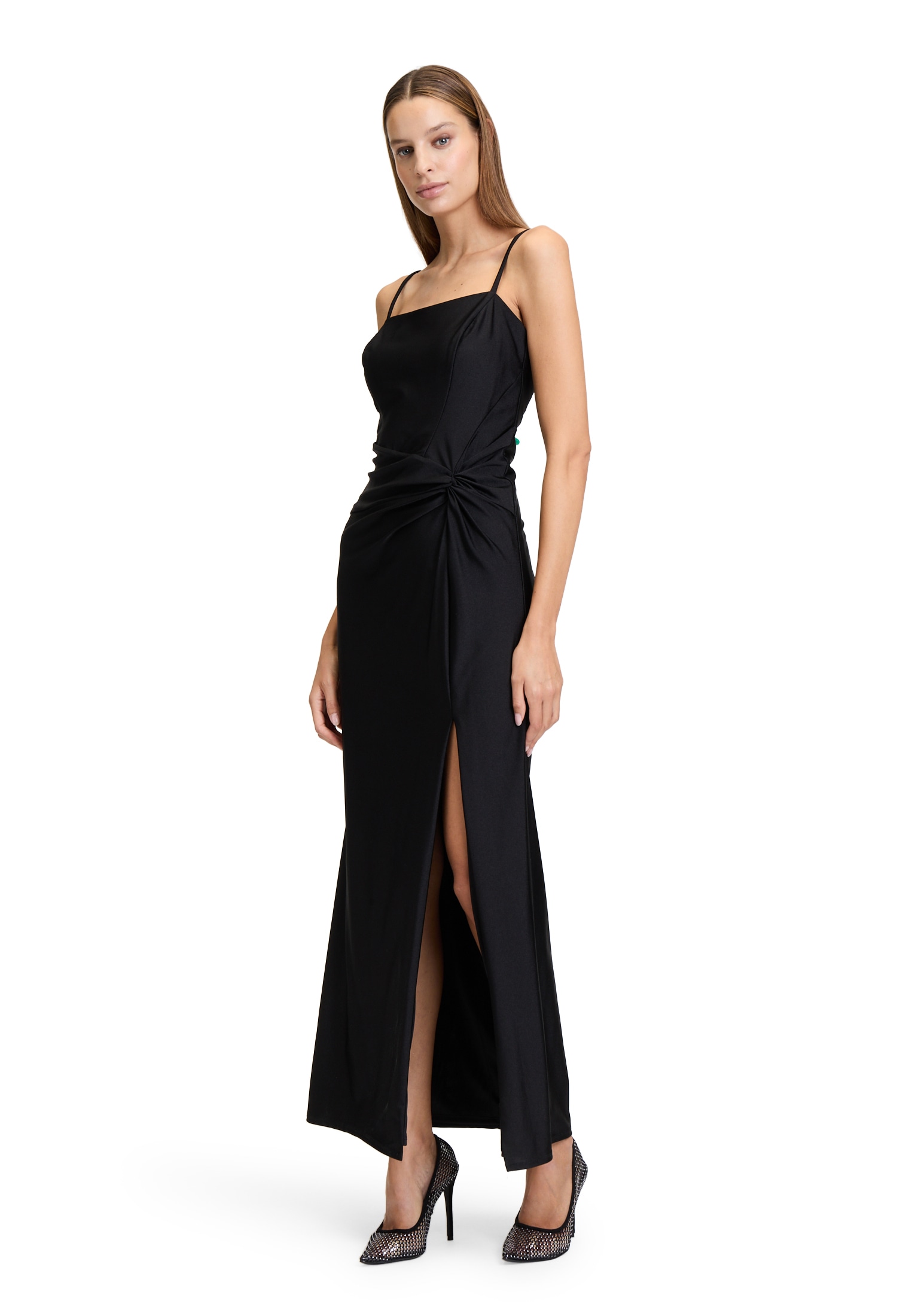 Abendkleid VERA MONT "Damen Abendkleid mit Raffung", Damen, Gr. 36, Normalgrößen, schwarz, Jersey, Obermaterial: 81% Polyamid, 19% Elasthan. Futter: 100% Polyester., Feminin, figurbetont lang, Kleider, Wickel-Design Image