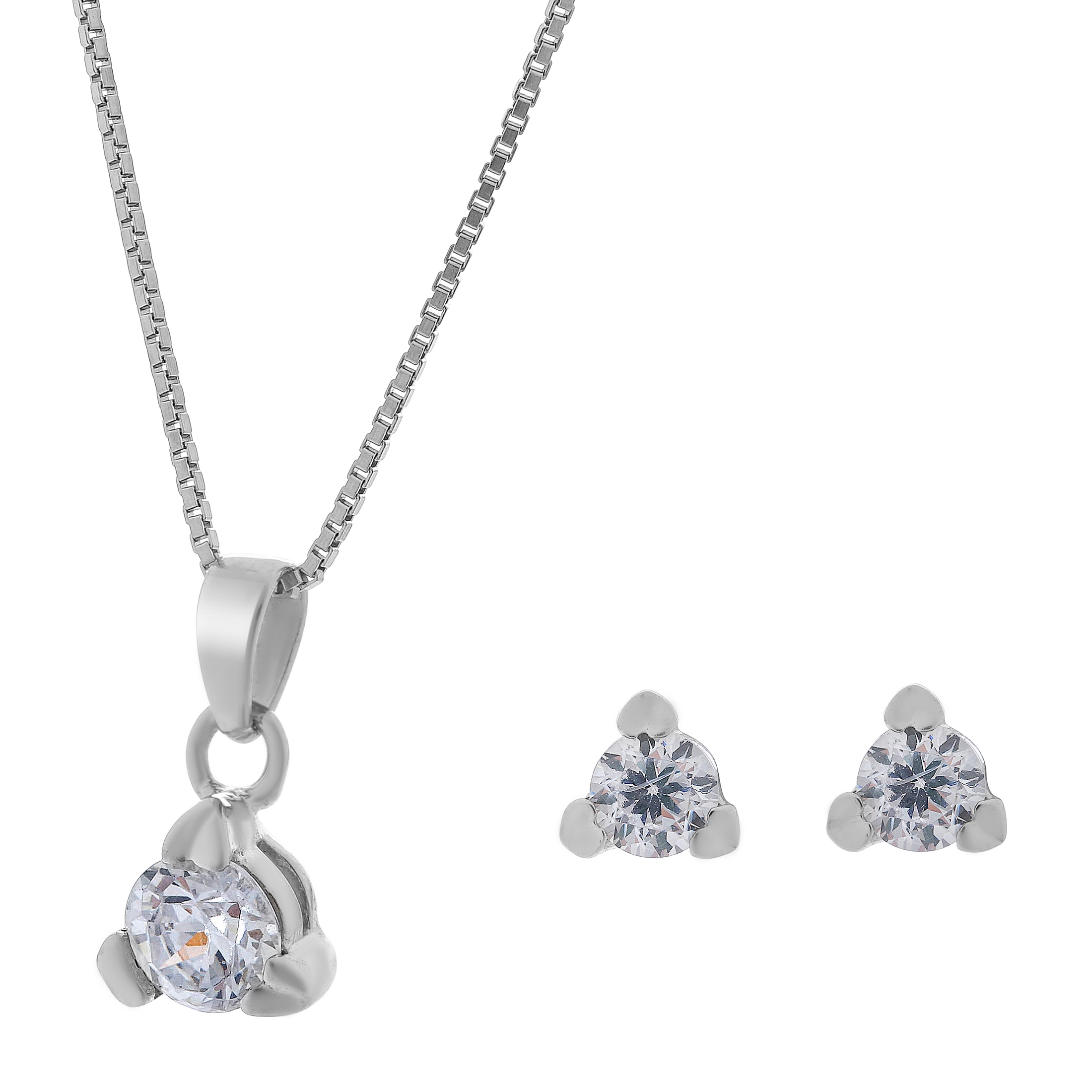 Orphelia Damen 925 Sterling Silber Set: Kettenanhänger + Ohrringe - Silber SET-005 Image