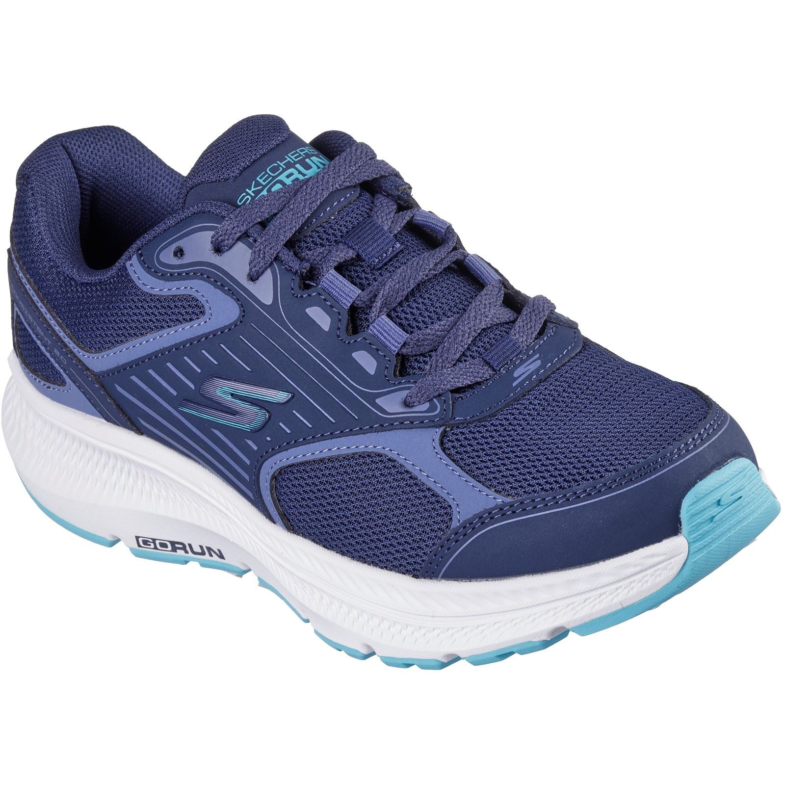 Skechers Performance GO RUN Consistent 2.0 Advantage Leder Damensneaker in Marineblau/Blau