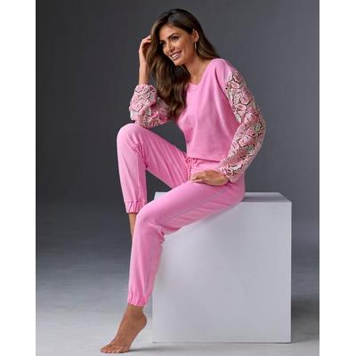 Boston Proper - Begonia Pink - Lace & Rhinestone Lounge Set - Large