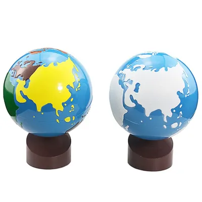 Montessori Geography Toys Geographic Globes Earth Globe Toy Plastic and Wood Material Colorful Sand