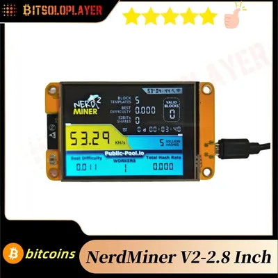 bitcoins nerd miner V2 2.8 Inch ESP32 Smart Touch Display BTC Solo Miner 49K/S Win 3.125 BTC Lotto