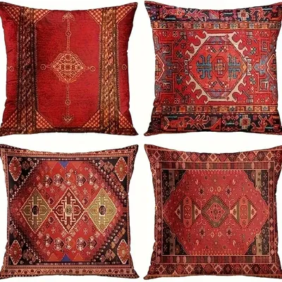 Retro red ethnic style home decoration pillowcase bedroom room decoration pillow cover, living room