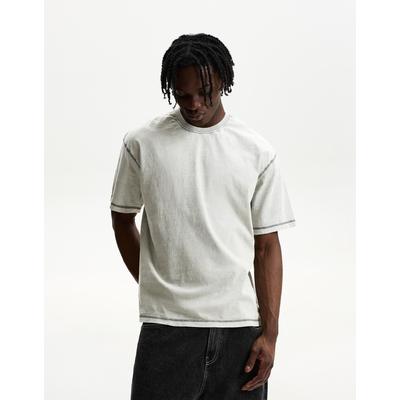 Bershka Ripped Short Sleeve T-Shirt Men Xs Grey
