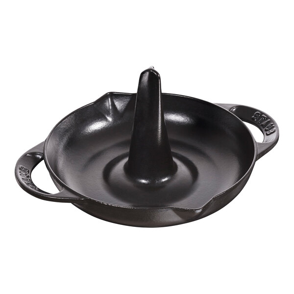 Staub 1 Qt. Vertical Black Enameled Cast Iron Chicken Roaster 1003952