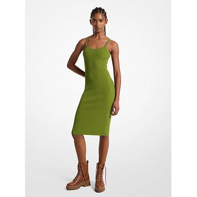 Michael Kors Ribbed Stretch Knit Midi Tank Dress Green M