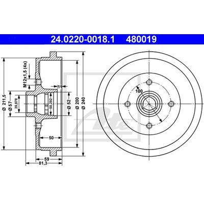 ATE Bremstrommel hinten rechts links für SKODA SEAT VAG 1H0501615A 331501615A 323501615 1420-53264