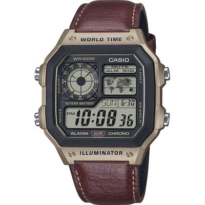 Chronograph, braun, bronzefarben, CASIO TIMELESS COLLECTION, Armbanduhren, Herren, Quarzuhr, Armbanduhr, Herrenuhr, Lederarmband, Digitaluhr Image