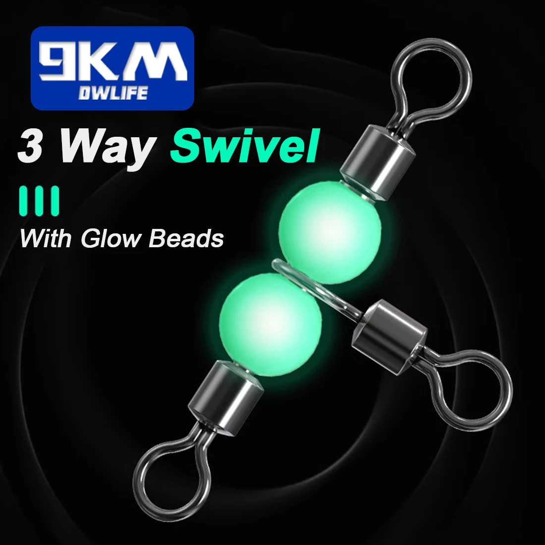 10 Stücke Drei Weg Angeln Wirbel Tackle 3 Weg Wirbel Salzwasser Angeln Wirbel Angelschnur Stecker Mit Glow Perlen Image