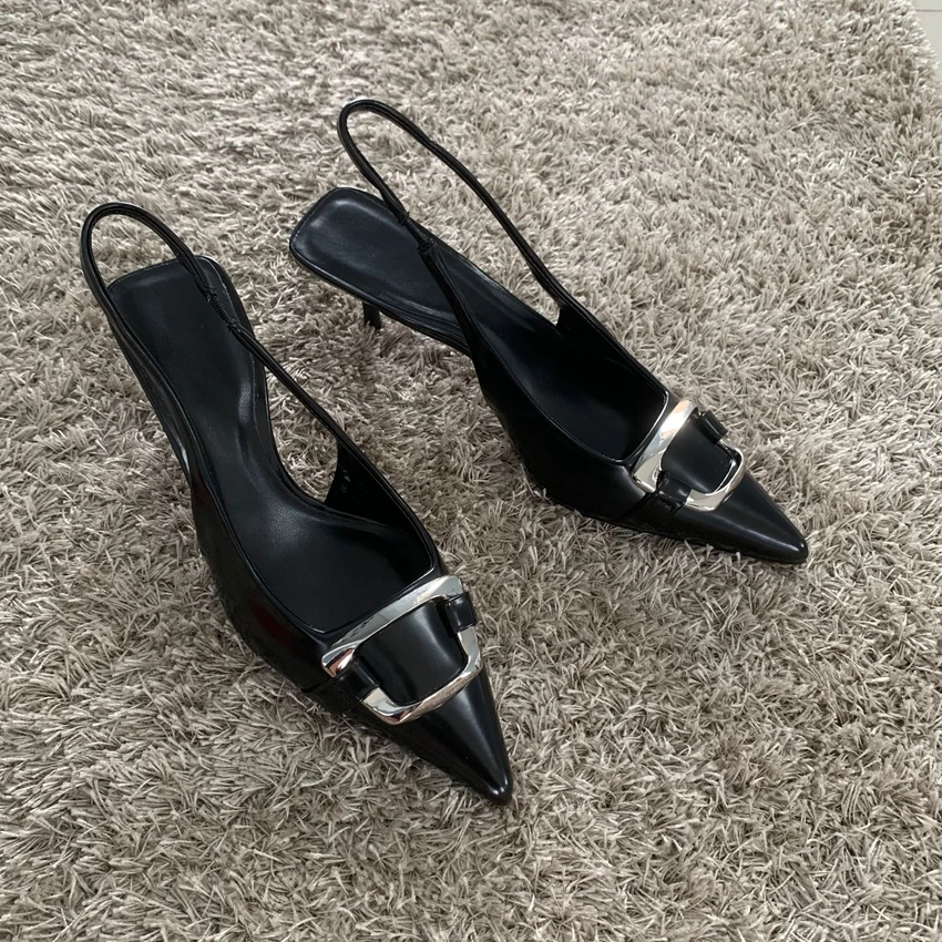 2023 neue Schuhe Schwarz Leder Schuhe Frau Pumpen Pumps Spitz High Heels Stiletto Sexy Party Schuhe Frauen Heels
