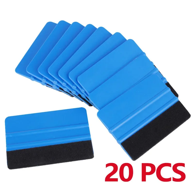 20Pcs Auto Schaber Auto Styling Vinyl Carbon Faser Fenster Entferner Reinigung Rakel Waschen mit Filz Rakel Werkzeug Film Verpackung Image