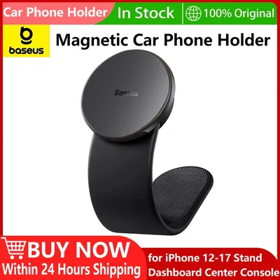 Baseus Magnetic Car Phone Holder 15W Wireless Charger Bendable Car Phone Mount for iPhone 12-17 Stand Dashboard Center Console