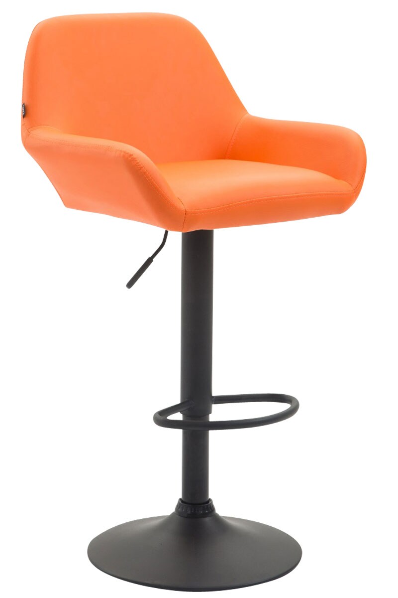 DELUKE® Barhocker DUBLIN - Orange, Kunstleder, Schwarz | Barhocker mit Lehne Barstuhl Tresenhocker Tresenstuhl Kneipenhocker Kneipenstuhl Image