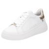 Plateausneaker RIEKER SPORT, Damen, Gr. 41, gold (weiß, goldfarben), Leder, Lederimitat, kontrastfarbene Details, sportlich, Schuhe, Schnürschuh, Halbschuh, Freizeitschuh, Metallic-Akzent an der Ferse