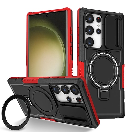 Handy Hülle Handyhüllen Für Samsung Galaxy S24 S24 FE S23 Ultra Plus S22 Plus Ultra Rückseite Mit Ständer Magnetisch Unterstützt kabelloses Laden Retro PC Image