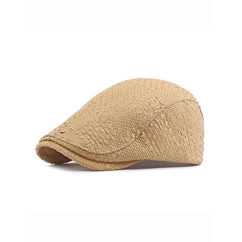 Atmungsaktive Schiebermütze aus Stroh für Herren – leichte Zeitungsjungenmütze im Vintage-Stil für den Sommer, klassische Gatsby-Schirmmütze für Freizeit, Strand, Outdoor und Reisen Image
